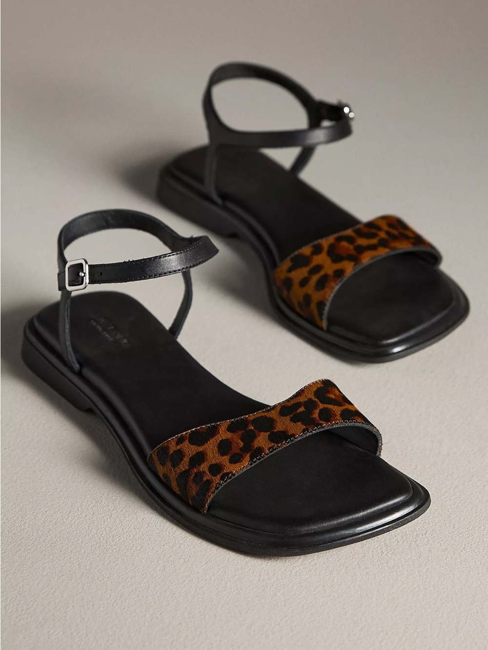 NEW Vagabond Shoemakers Izzy Square-Toe Sandals Brown Hair-on Leather Size 8